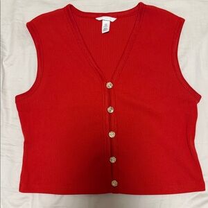 H&M Red Sleeveless Button-Up Top